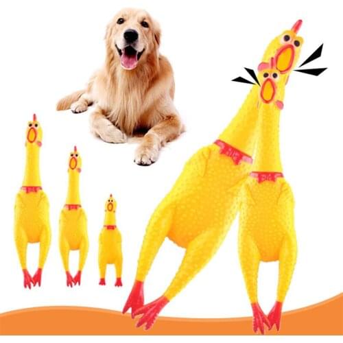 Fashion Pets Dog Squeak Toys Screaming Chicken Squeeze Sound Toy For Dogs Super Durable Funny Yellow Rubber Chicken Dog Chew Toy