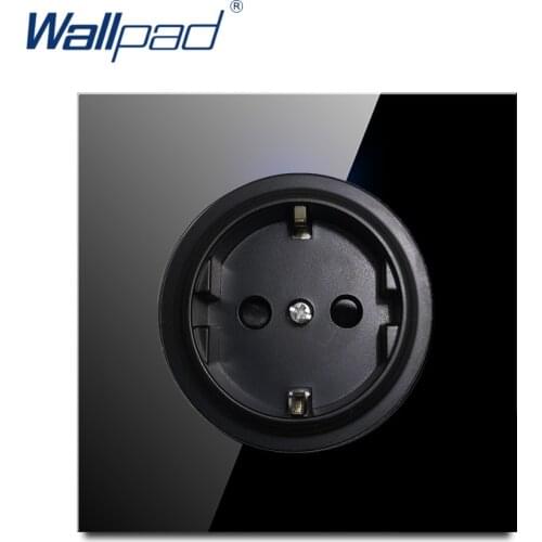 Wallpad 2019 New Arrival Crystal Glass Panel 16A EU Standard Wall Power Socket Outlet Grounded With Child Protective Lock