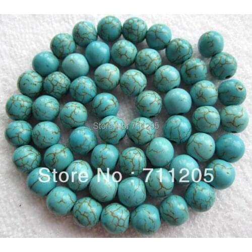 Wholesale 49pcs ,8mm Blue Turquoises Round loose beads ,Min.Order $10, provide mixed wholesale for all items