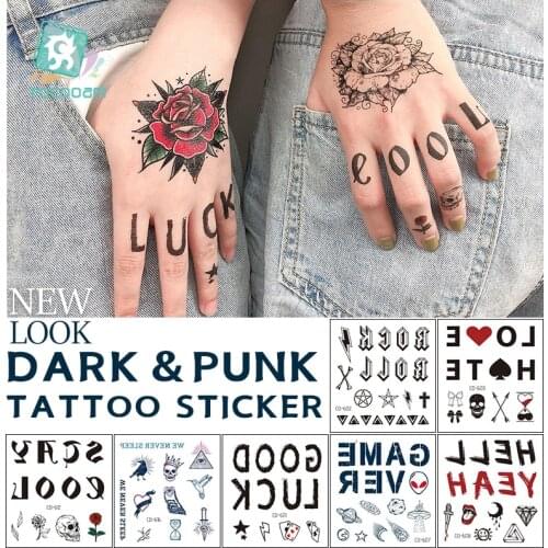 Rocooart Latest Cool Dark And Punk Style India Flower Design Temporary Fake Tattoo Sticker for Hand and Finger Waterproof Taty