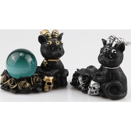 Cat Figurine Display Stand for Crystal Glass Lens Ball Photography Lensball Base Magic Sphere Egg Globe Holder Reiki Home Decor