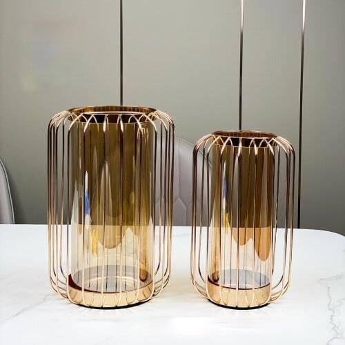 Light luxury glass vase decoration modern model room porch creative living room dried flower flower arrangement table decoration