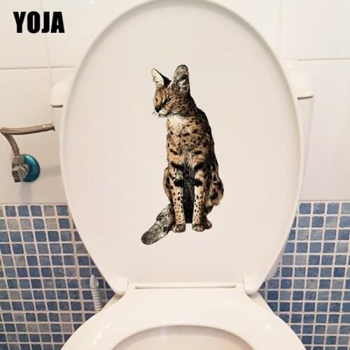 YOJA 11.5×25CM Cartoon Serval Personality Home Room Decoraiton Funny WC Toilet Decals Wall Stickers T1-2890