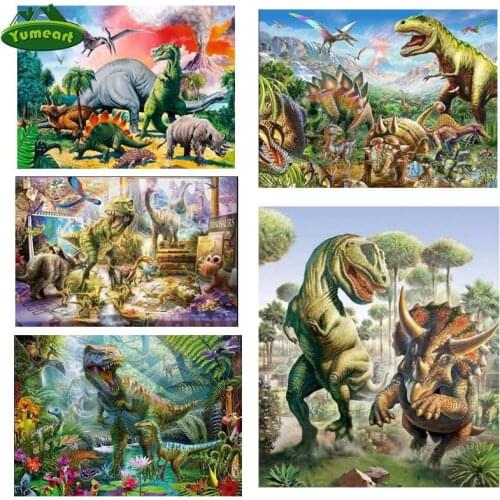 YUMEART Dinosaurs World Full Square,Diamond Embroidery,Diy Diamond Painting,Stitch Cross,Mosaic,Needlework,Home Wall Art Decor