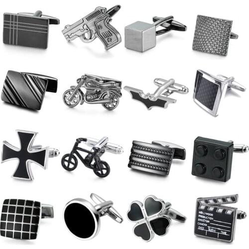 Summer new high quality brass Black Enamel Cufflinks fashion brand classic style fashion French shirt mens Cufflinks