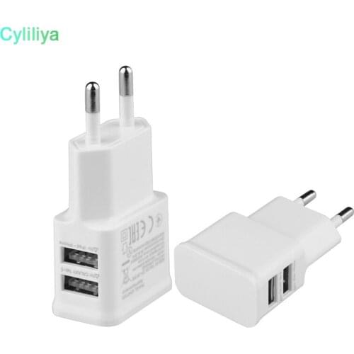 50pcs Universal EU Plug Dual Double USB mobile phone charger 1A 2A Wall Home AC Power Charger For iphone ipad ipod for Samsung
