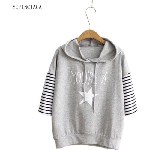 Women Short Sleeve Hooded Sweatshirts 2021 Summer T Shirt Loose Japan Style Cotton Patchwork Half Sleeve Harajuku Hoodie 2114713
