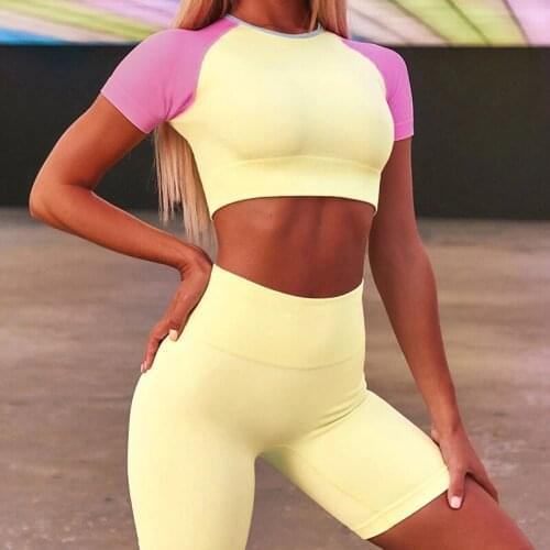 2 Pcs/Set Women Yoga Sets Fitness Sexy Sports Yoga Suits Gym Clothes Breathable Bra Running Leggings Shorts+Top Workout Set
