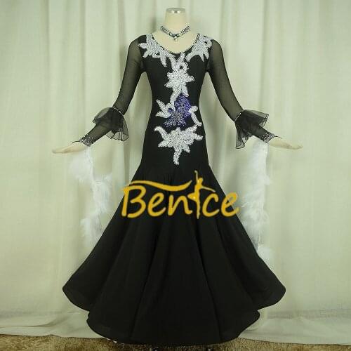 Standard Ballroom Dress Women New Of 2019 Custom Made High-necked Long Sleeved Waltz Ballroom Dance Competition Dresses