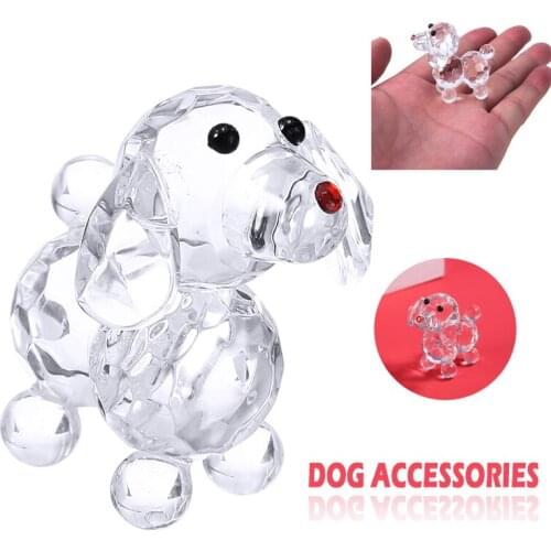 1.2"*0.6"*1.8" Crystal Dog Figurine Miniature Glass Animal Crafts Decorations Crystal Dogs