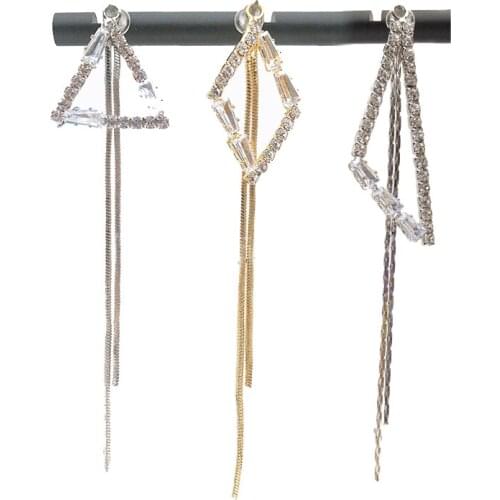 2020New 50Pcs Geometric Zircon Rhinestones Chain Tassel Button for DIY Jewelry Earring or Necklace Pendant Accessories CY26-CY27