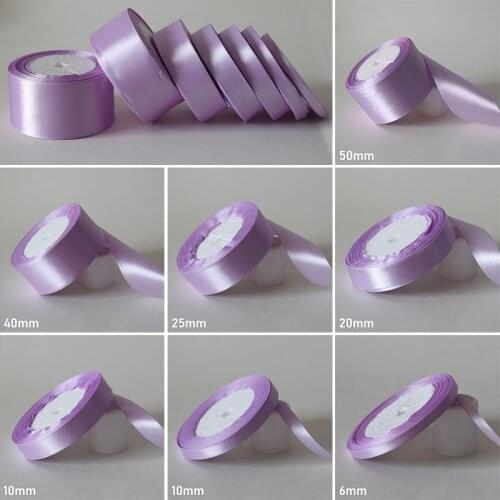 25Yards/ 6mm-50mm Lilac Silk Satin Ribbon DIY Material For Prom Decoration Wedding Gift Box Packaging Accessories D7