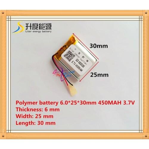 3.7v lithium polymer battery 062530 602530 450MAH MP3 MP4 small toys GPS navigation digital products