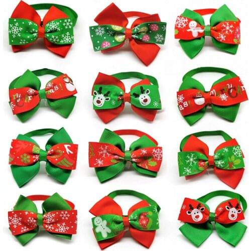 50/100pcs Christmas Pet Dog Grooming Necktie Pet Puppy Dog Cat Bow Ties Adjustable Bowties for Small Medium Dog Accessories