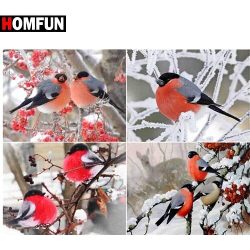 HOMFUN Diamond Painting Full Square/Round Diamond "Bird flower tree" Pattern Embroidery Cross Stitch 5D Rhinestone Painting