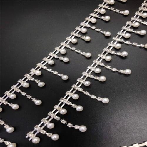 10Yards Crystal Applique Rhinestone Bridal Trim Fashion Chain Fringe Embellishment Silver Golden
