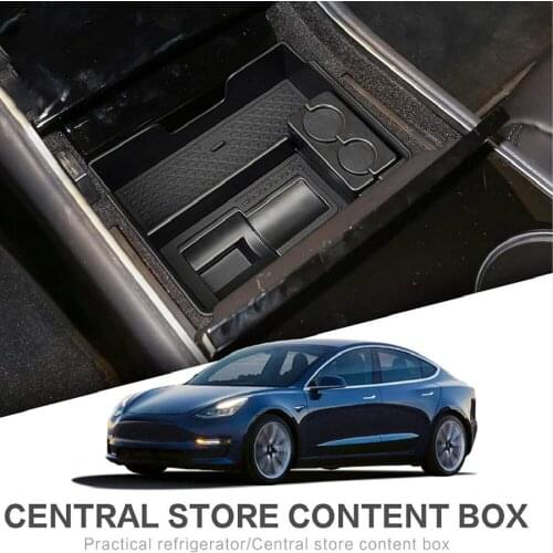 For Tesla Model 3 Model Y Auto Accessories Car Central Storage Contenet Box Black Auto Container Glove Organizer Case 2017- 2021