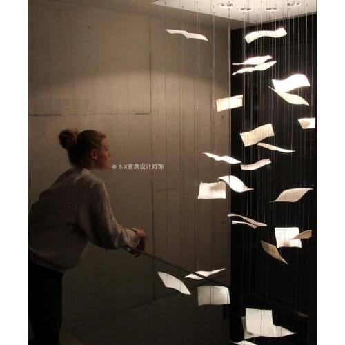 Chanyi Hotel Lobby Mall Atrium Hanging Decoration Chinese Guofeng Page Art Sales Office Duplex Staircase Ceiling Lamp