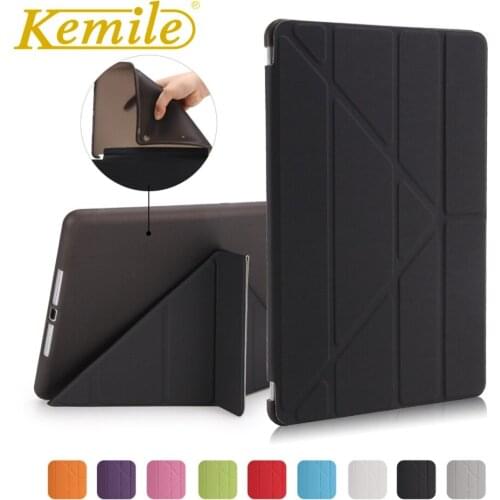 Kemile For ipad Air 2 Case Silicone Soft Back Multi-fold PU Leather Smart Cover For Ipad Air 2 9.7 inch A1566 A1567 Case Cover