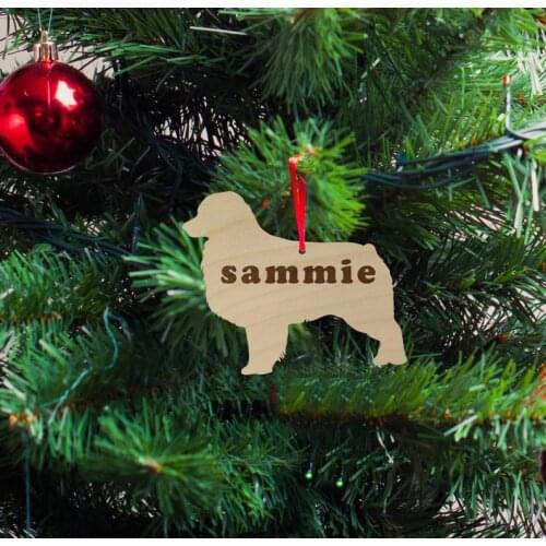 Australian Shepherd Silhouette Wood Ornament, Christmas Gift, Holiday Gift, Custom Engraved, Dog Pet Ornament