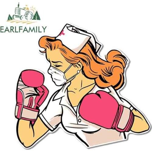 EARLFAMILY 13cm x 12.2cm for NURSE BOXER Decal Windshield Windows Refrigerator Car Stickers Scratch-Proof Motorcycle Car Styling