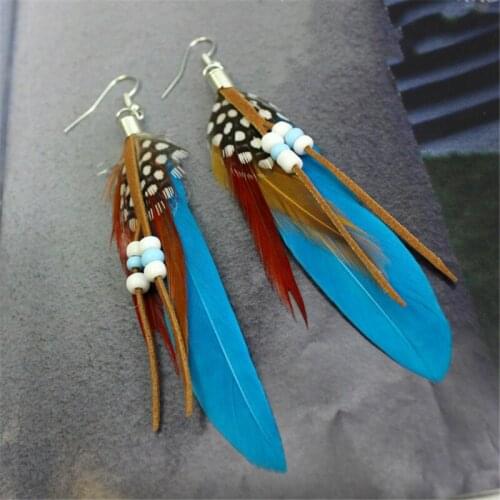 Elegant Feather Drop Earings For Lady Earing Accessories Vintage Style Long Feather Earrings For Women Fashion Jewelry Brinco