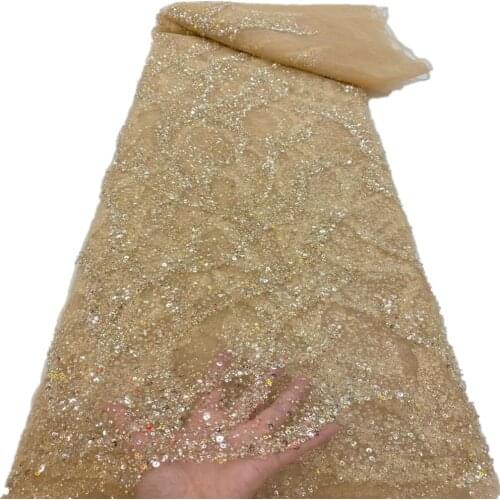 Hot Sale Embroidered African Lace Fabric 2021 High Quality Lace French Nigerian Net Sequins Lace Fabrics RF-340