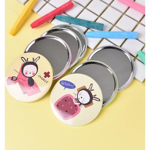GU32 PCS Cute Beautiful Mini Cosmetic Compact Metal Mirrors Pocket fashion women Makeup Mirror Color Random Dia 7cm