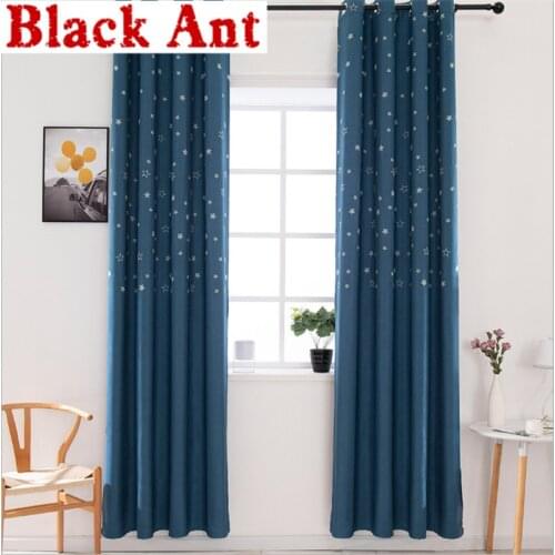 Fluorescent Star Window Curtain For Kids Bedroom Cartoon Sheer Curtain Fabric High Shading Window Treatment Drapes X-JD984#20
