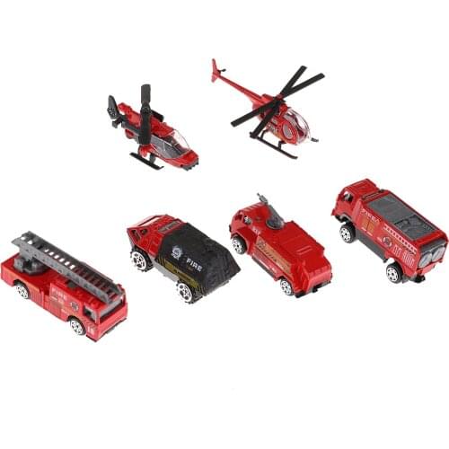1:87 Scale Diecast Alloy Vehicle Model Fire Engine Helicopter Aircraft Toy