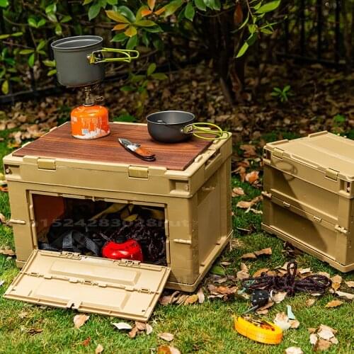 Multifunctional foldable Plastic Container Storage Box for car Outdoor Picnic Camping Can Open Side Storage Folding Box