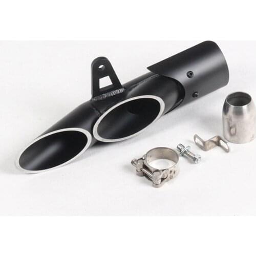 Motorcycle Dual Outlet Modified Exhaust Muffler Slip On Pipe Two Hole Tail Silencer Tube Motocross Motorbike Accessories
