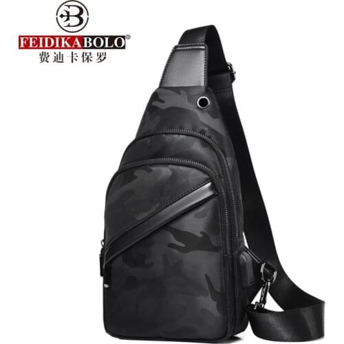 Leather+Oxford Patchwork Mens Chest Bags Fashion Classic Camouflage Men Bag Personality Travel Male Shoulder Bags Messenger Bag