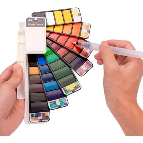 Superior 18/25/33/42Color Solid Watercolor Set Collapsible Water Color Paint Water Brush Creative Watercolor Pigment For Drawing