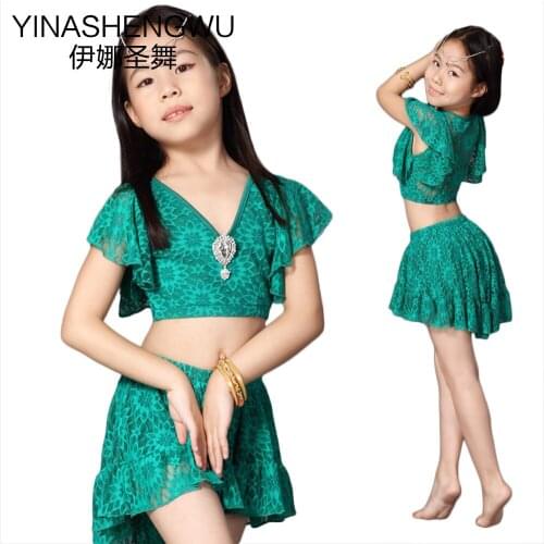 New Childrens Dance Clothes Belly Dance Suit Girls Belly Dance Practice Costumes Childrens Dance Performance Clothing 2pcs Set