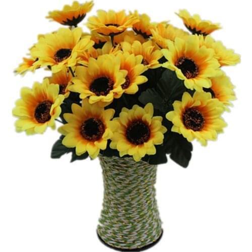 New 7 Big Branch Bouquets Sunflower Artificial Flowers Silk Bouquet Flowers Wedding Home Decoration Fake Flower