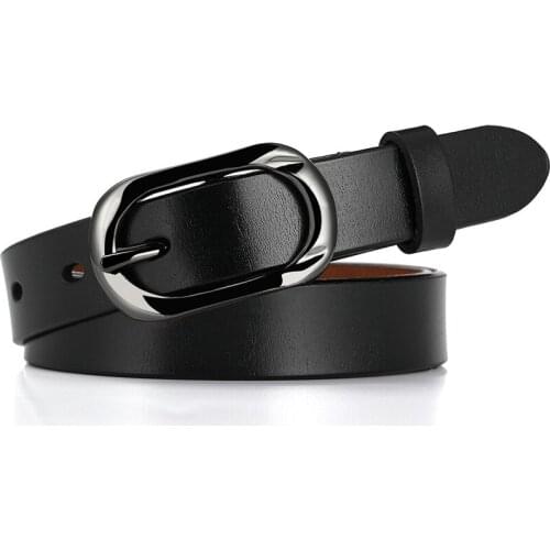 New style ladies cowhide belt pin buckle leather belt Japanese word buckle casual thin pants belt