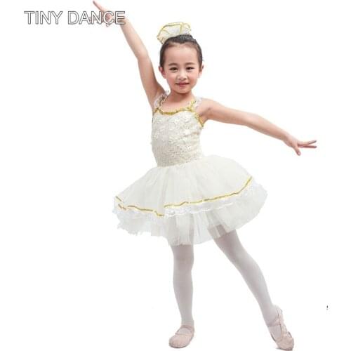 New arrival of Sequin lace ivory spandex bodice ballet tutu ballerina girl dance costume tutu kid performance dance tutu 16081