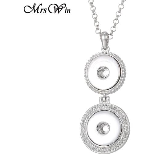 New Snap Jewelry Necklace Round Metal Snap Button Necklace Fit DIY 18mm Snap Buttons Jewelry for Women Men Pendant Necklace