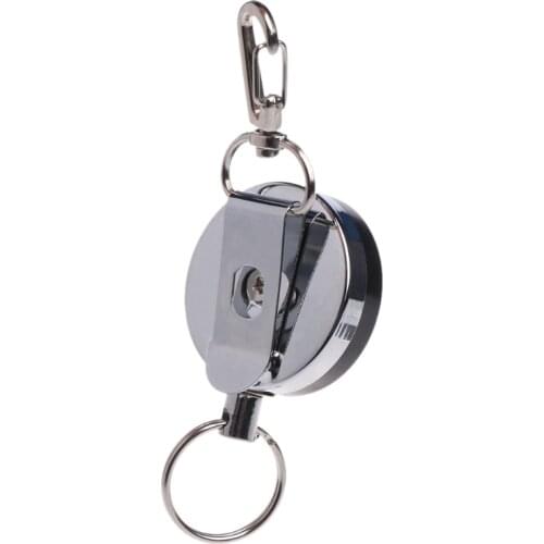 Fishing Zinger Retractor Key Ring Reel Holder Retractable Steel Cable Accessory 62KF