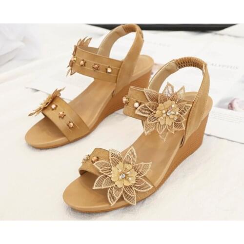 Women Wedge Sandals 2021 Summer Casual Fashion Word With Mid-Slope Heel Sandals Female Comfortable Toe Slides Party Shoes Woman