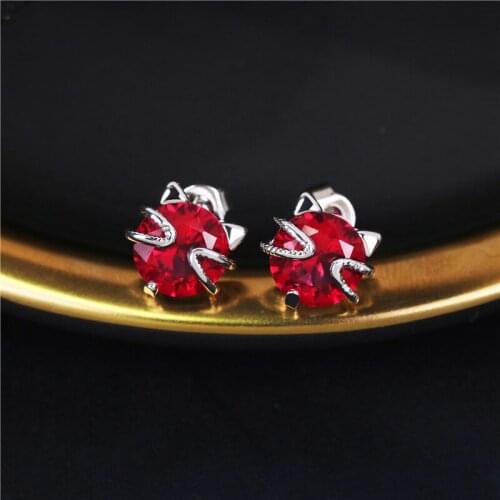 Lucky Cute Little Red Cat Stud Earrings For Women Unusua Ear Accessories Zircon Korean Style Fashion 2020 Trend Jewelry Gifts