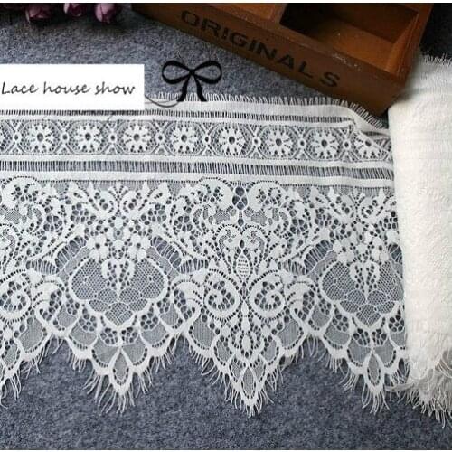 Wide 24CM Unilateral French Romantic Eyelash Lace Fabric Wedding Veil Lace DIY Garment Accessories