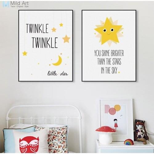 Modern Minimalist Kawaii Star Typography Quote A4 Art Print Poster Nursery Wall Picture Canvas Painting Custom Kids Room Decor