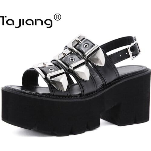 Ta Jiang Summer New height increase womens shoes metal buckle Roman thick-soled wedge sandals gladiator shoes T2021-3