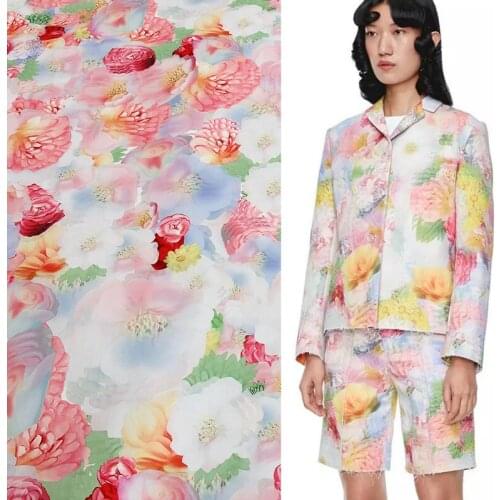 Custom coat printed polyester fabric 145 cm width shirt dress clothing handmade diy chiffon fabric alibaba express