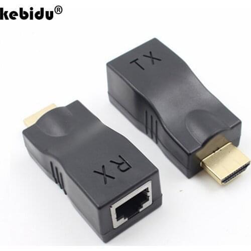Kebidu 30m HDMI-compatible Extender Transmitter RJ45 Ports LAN Network Extension Up To Over CAT5e / 6 hotUTP LAN Ethernet Cable