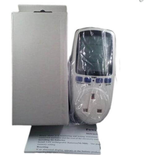 UK Plug Power Energy Watt Voltage Amps Meter Analyzer Tester with Power Electricity Usage Monitor