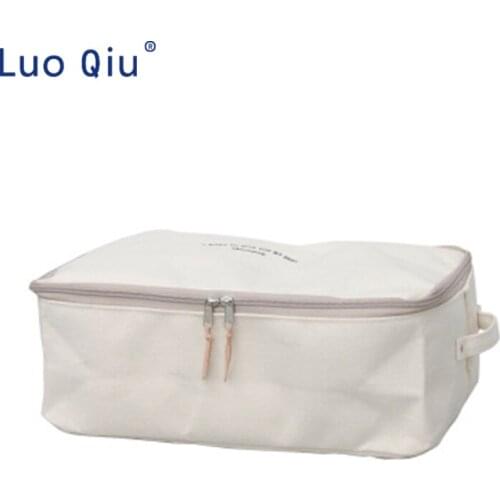 Japanese thickened canvas storage box, clothing collection bag, covered zipper cotton quilt bag