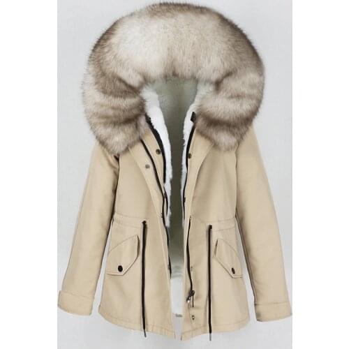MENINA BONITA 2021 Removable Waterproof Parka Real Fur Coat Winter Jacket Women Natural Fox Fur Collar Hood Thick Warm Outerwear